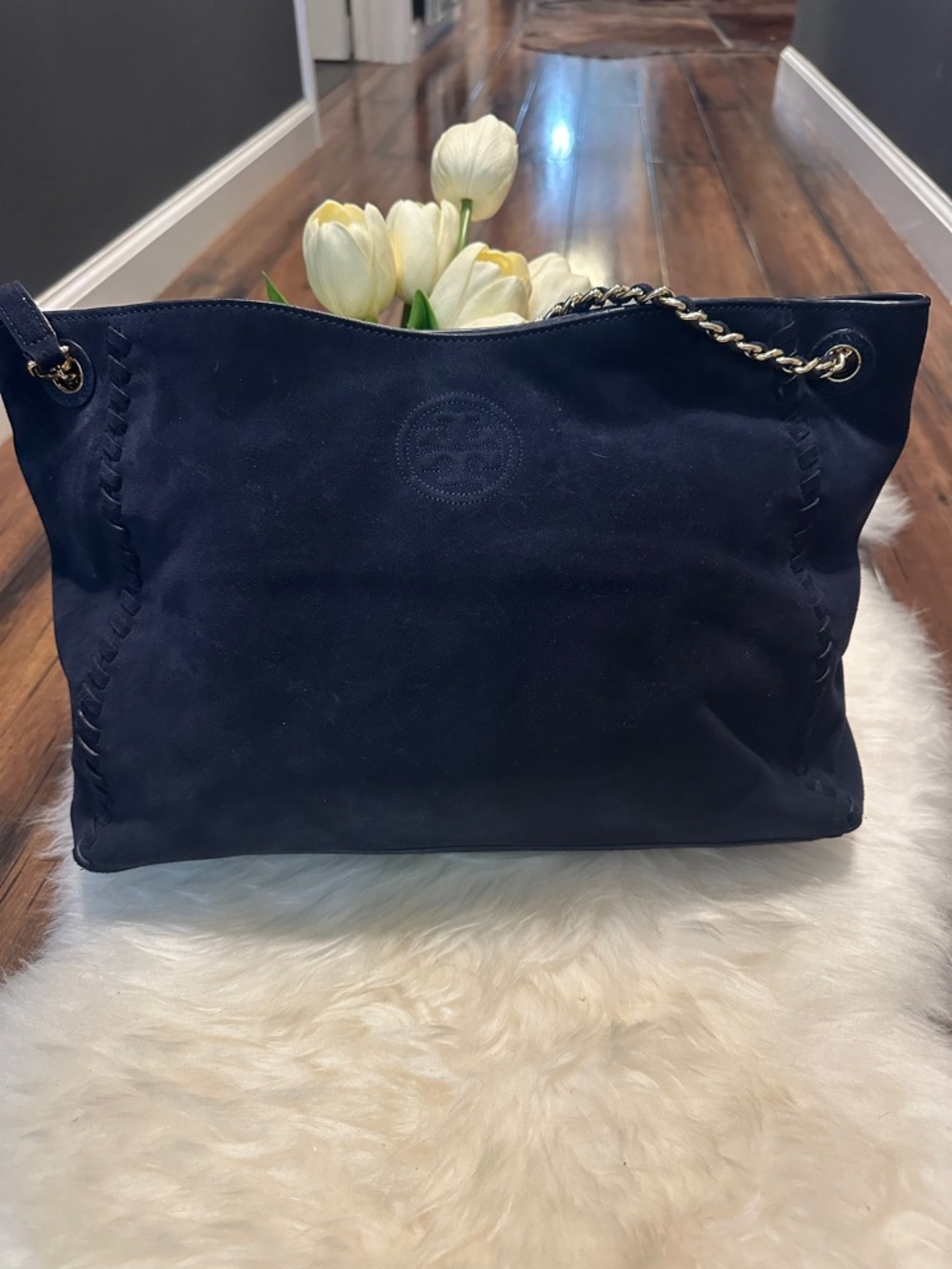 Navy suede bag - Picture 2 of 11